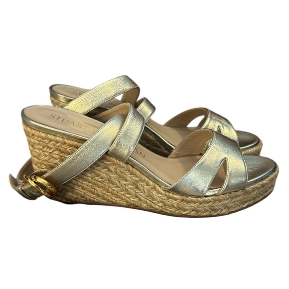 NWOT Stuart Weitzman Gold Zuzu wedge sandals - Picture 9 of 13